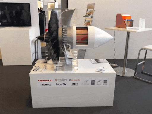 A mock-up of the ASuMED engine: a superconducting aircraft engine co-developed by Demaco.